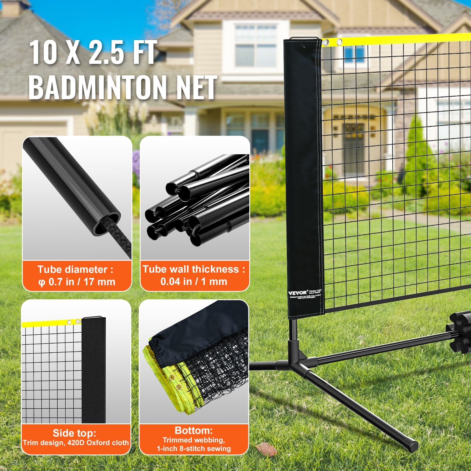 Badminton and Tennis Net With Poles, Stand And Carry Bag