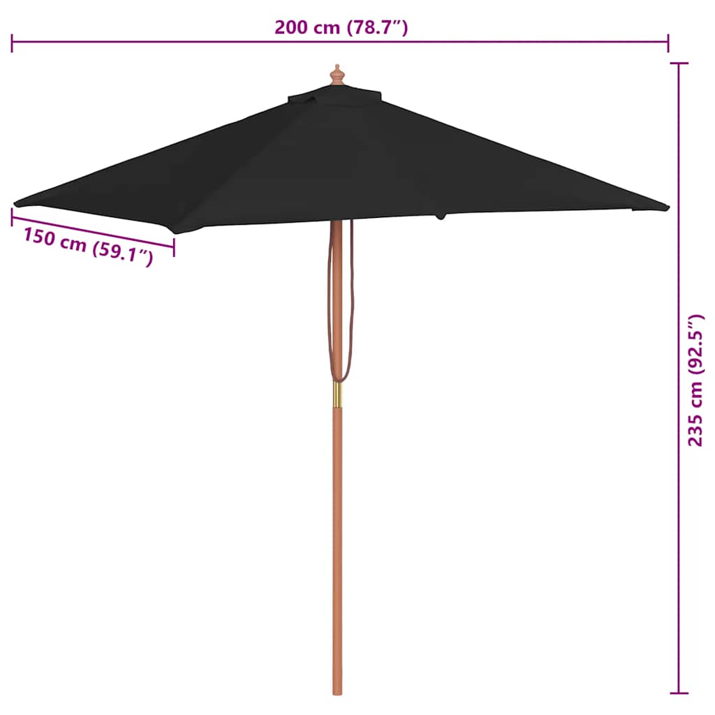 Parasol with wooden pole