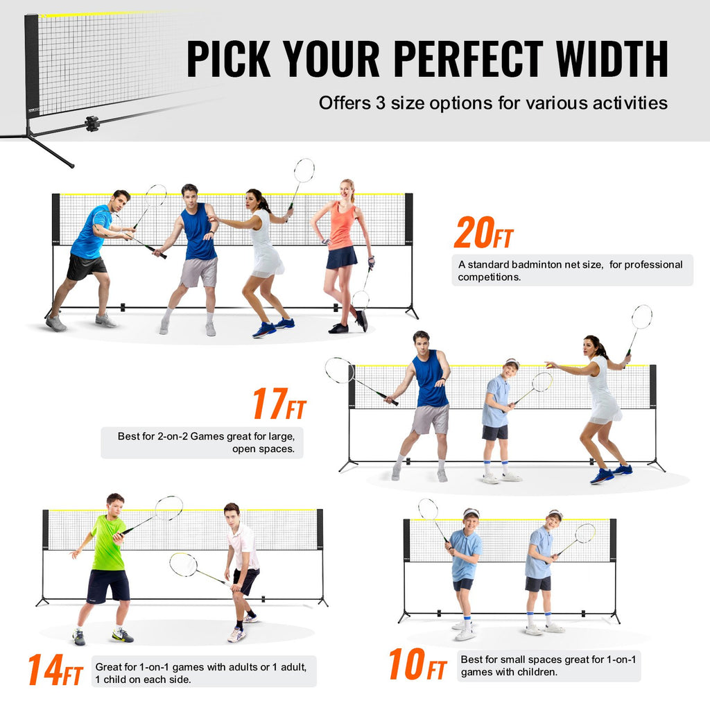 Badminton and Volleyball Net - Height Adjustable Poles